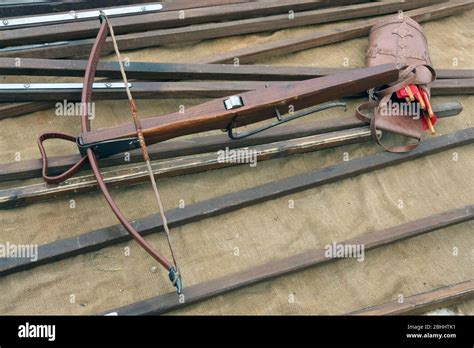 ancient medieval style crossbows during historical reenactment Stock Photo - Alamy