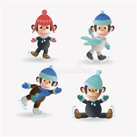 Set monkeys on skates stock vector. Illustration of forest - 62431759