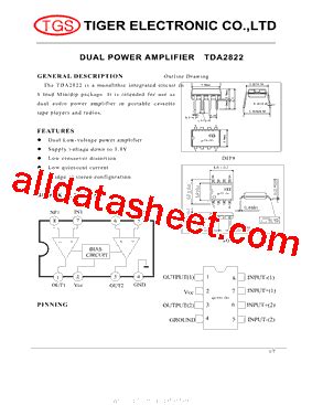 TDA2822M Datasheet(PDF) - Tiger Electronic Co.,Ltd