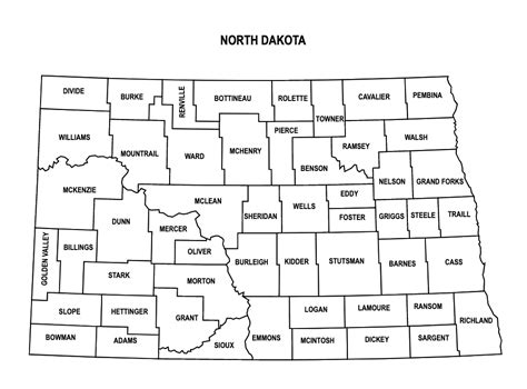 North Dakota County Map: Editable & Printable State County Maps