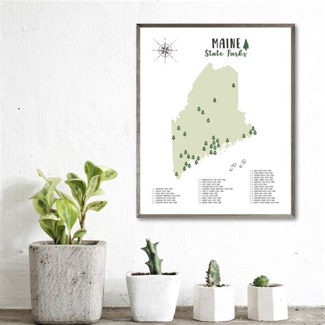 Maine State Parks Map-maine State Parks Checklist-state Parks | Etsy