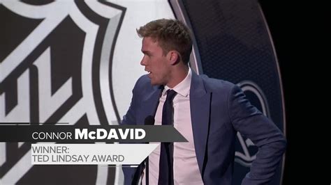 McDavid takes first trophy of the night with Ted Lindsay Award - YouTube