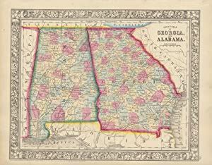 County Map of Georgia and Alabama by (GEORGIA -- ALABAMA -- Map): (1860 ...