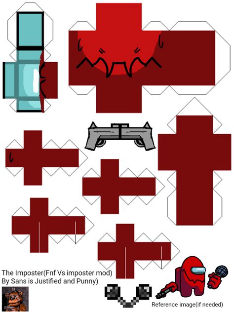 Pixel Papercraft - Red Impostor + Green Impostor(Fnf Vs Impostor Mod)