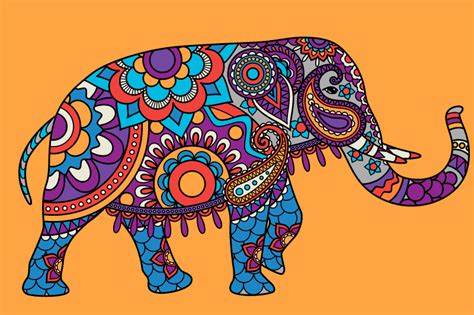 Multicolored mandala elephants walking canvas art - TenStickers