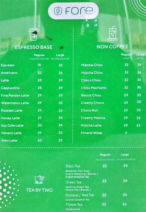 Menu at Fore Coffee - WTC 2 cafe, Jakarta