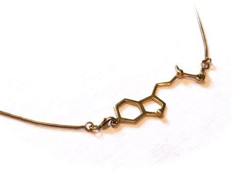 DMT Molecular Structure Necklace, DMT Pendant Brass, Golden DMT Molecule