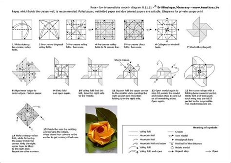 Pretty Petals Origami Rose Diagrams | Ikuzo Origami | Origami rose ...