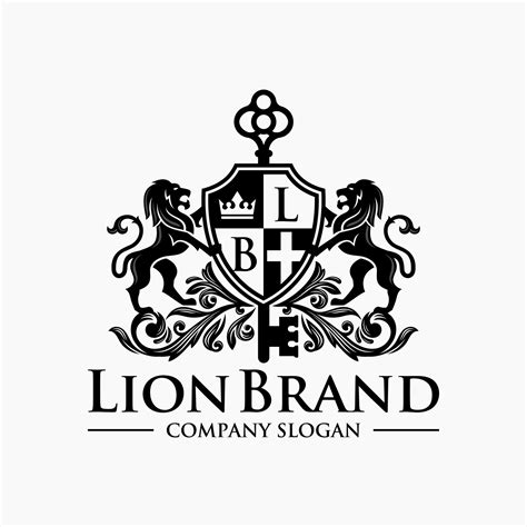 Lion heraldry emblem modern line style with a shield and crown - vector illustration 7922918 ...