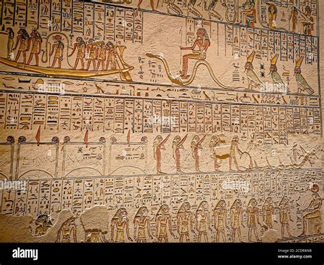 Ancient Egyptian writing, Egyptian hieroglyphs, wall inscriptions Stock ...