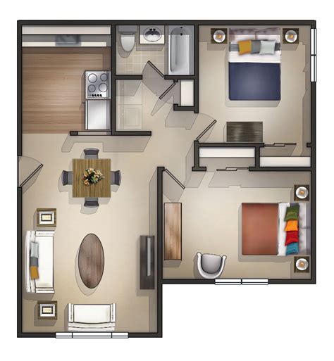 Modern 2 Bedroom Apartment Floor Plans - Organicism