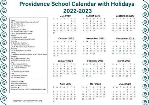 Providence School Calendar 2024-24 - Gypsy Thekla