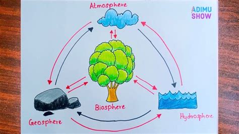 How To Draw Biosphere | step by step tutorial 🌊🌳🪨💨 - YouTube | Cute ...