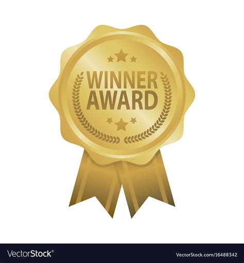 Winner award golden badge ribbon Royalty Free Vector Image