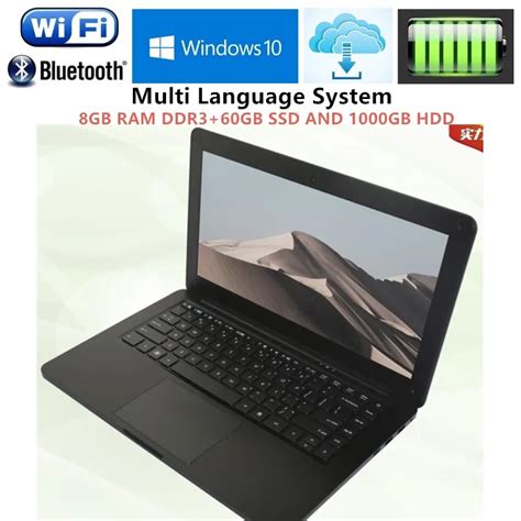 8GB RAM+1000GB HDD+60GB SSD 13.3" win10 laptops Computer PC 2017 NEW ...