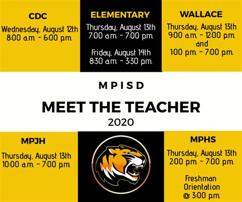 Mount Pleasant ISD announces Meet The Teacher Schedule