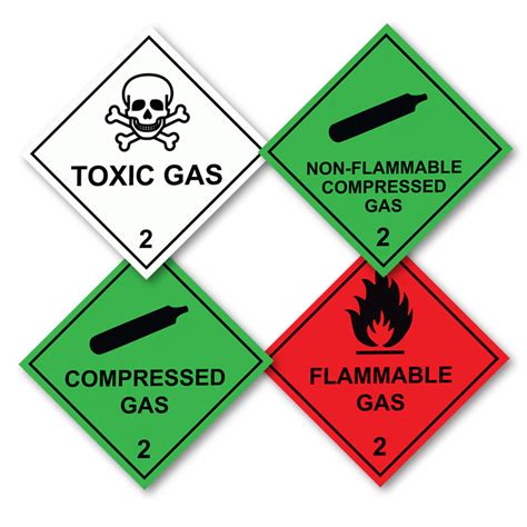 Hazard Warning Diamonds - Class 2 Gasses Labels Roll