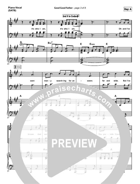 Good Good Father Sheet Music PDF (Chris Tomlin) - PraiseCharts