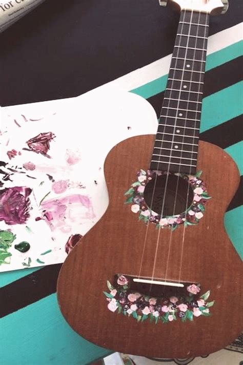 painted vintage ukulele hand painted flowers pinterest merejbarber in 2020 | Ukulele art ...