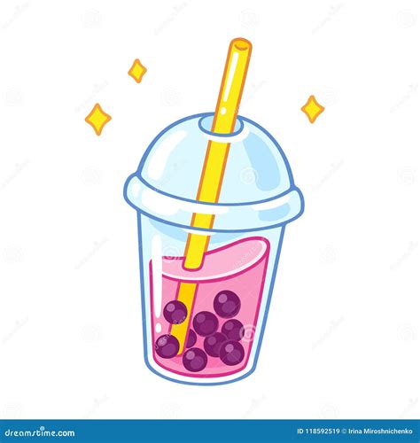 Cartoon bubble tea stock vector. Illustration of cute - 118592519