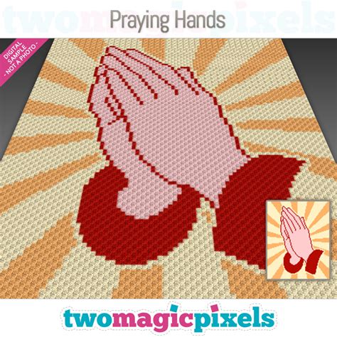 Praying Hands C2C graph, SC graph, cross stitch graph by Two Magic Pixels