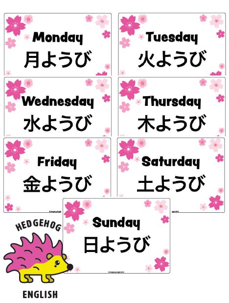 Japanese Days of the Week Posters