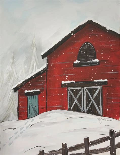 Winter Barn Painting Tutorial