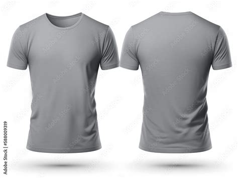 Grey T-shirt Front and back, Blank T-shirt Mockup Template For Design ...