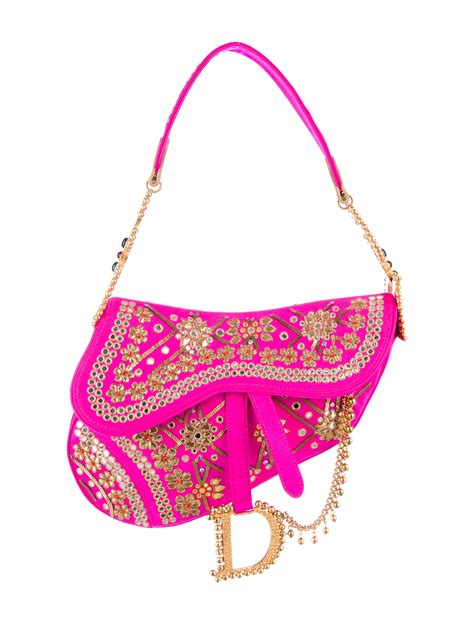 Christian Dior Anniversary India Sari Saddle Bag - Pink Shoulder Bags ...