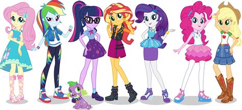 MLP: EQG Vector - Mane 7 and Spike (Posing) #1 by Twilirity on DeviantArt