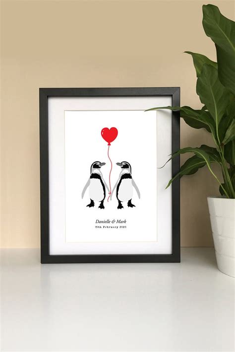 Penguin Couple Love Personalised Print - Etsy