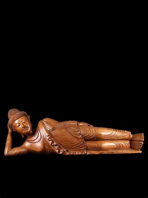 Large Hand Carved Parinirvana Buddha Statue (4b43)