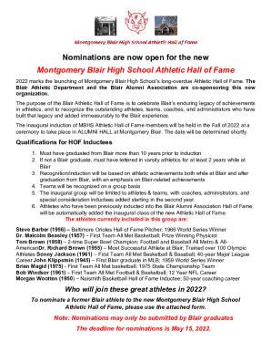 Fillable Online Montgomery Blair High School Athletic Hall of Fame Fax ...