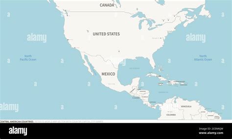 Central American Countries Map. Editable Continental Map of Country ...