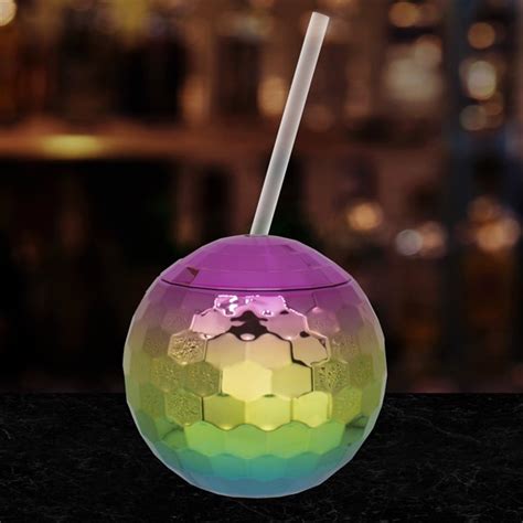 Rainbow Disco Ball 18 oz. Cup with Straw