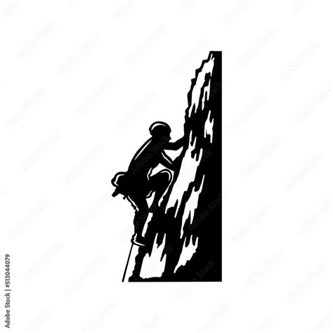 Climbing mountain vector silhouette editable. Stock Vector | Adobe Stock