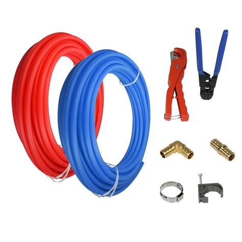 The Plumber's Choice 1/2 in. x 300 ft. PEX Tubing Plumbing Kit - Crimper and Cutter Tools Tubing ...