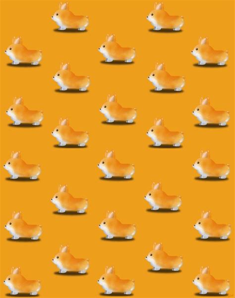 an orange background with small white and brown animals in the shape of ...