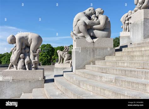 Famous granite sculptures, Vigeland Sculpture Park, Vigeland installation, Vigelandpark, Frogner ...