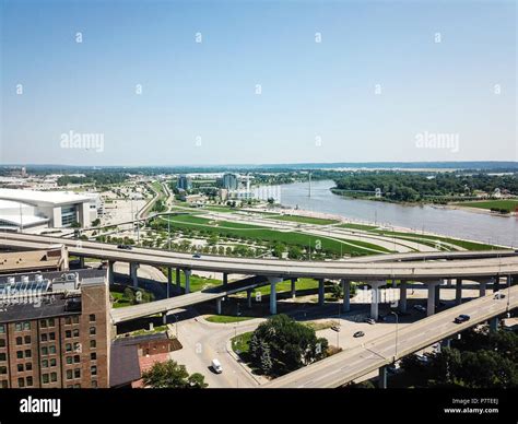 Omaha Skyline Nebraska USA Aerial Drone Stock Photo - Alamy