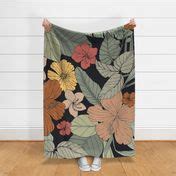 Jungle tropical flowers Fabric | Spoonflower