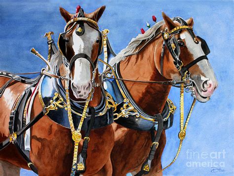 Clydesdale Duo Painting by Debbie Hart - Pixels