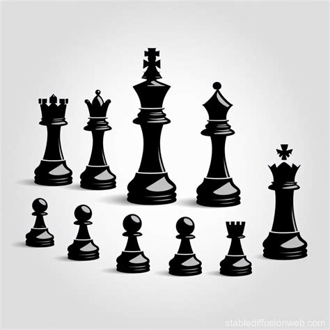 Minimalist Chess Pieces in Black and White | Stable Diffusion Online