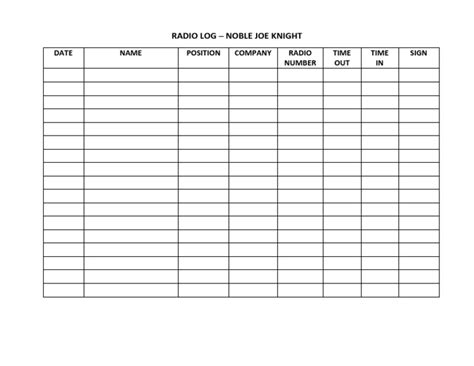 Radio Log Sheet | PDF