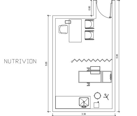 3300x5050mm nutrition consultation room plans are given in this drawing ...