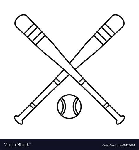 Baseball bat and ball icon outline style Vector Image