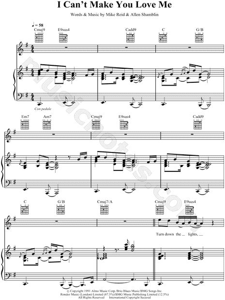 George Michael "I Can't Make You Love Me" Sheet Music in G Major (transposable) - Download ...