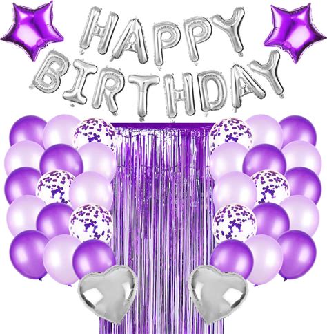 Amazon.com: Purple Birthday Party Decorations Set with Purple Balloons ...