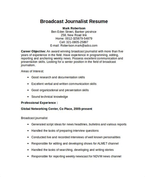 Journalist Resume Template - 5+ Free Word, PDF Document Download | Free ...