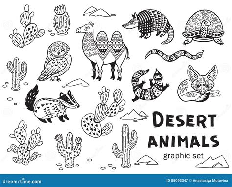 Set With Cartoon Animals Of Desert Cartoon Vector | CartoonDealer.com #88952589